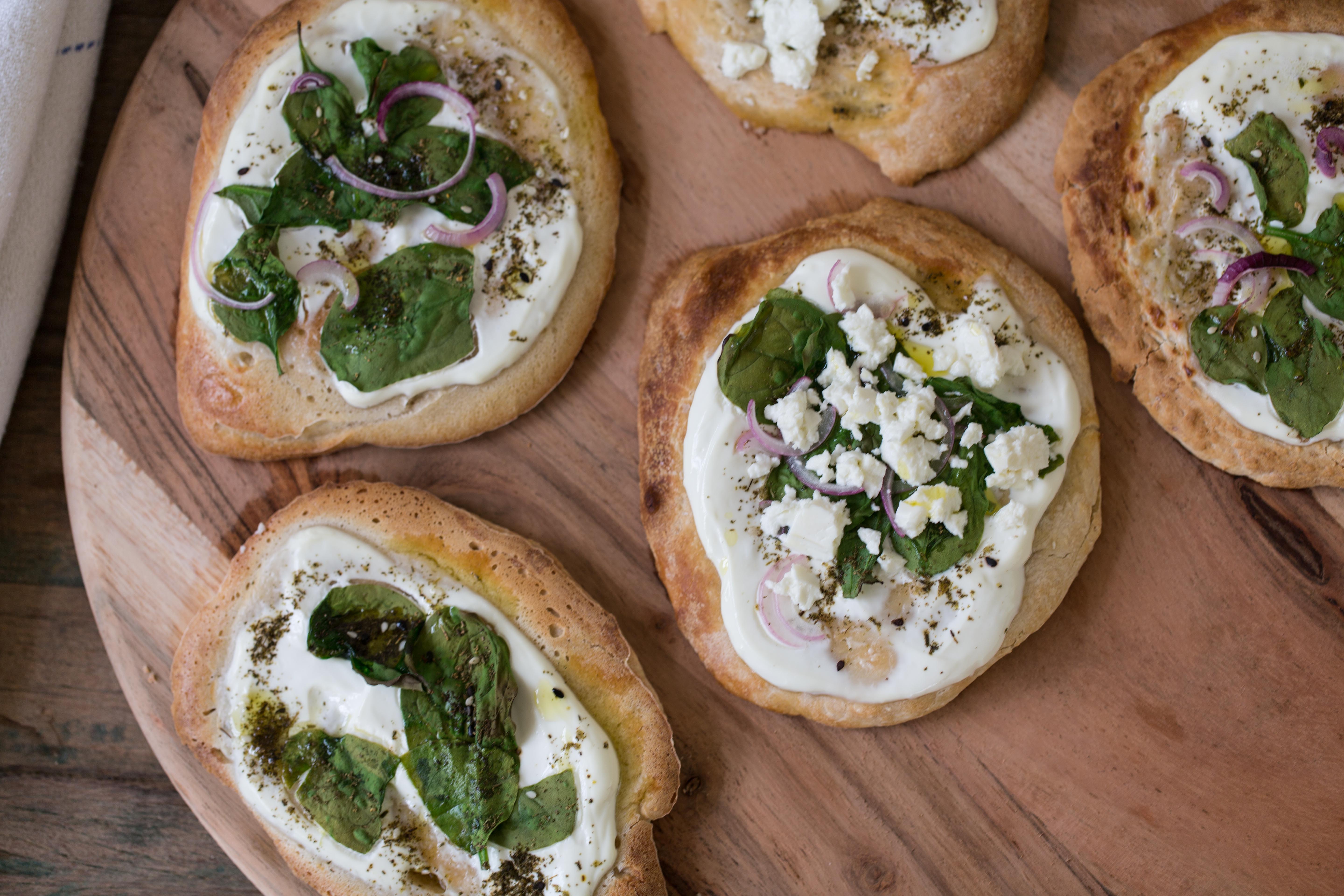 Spinach Flatbread with Yogurt and Spices Recipe Sarah Sharratt
