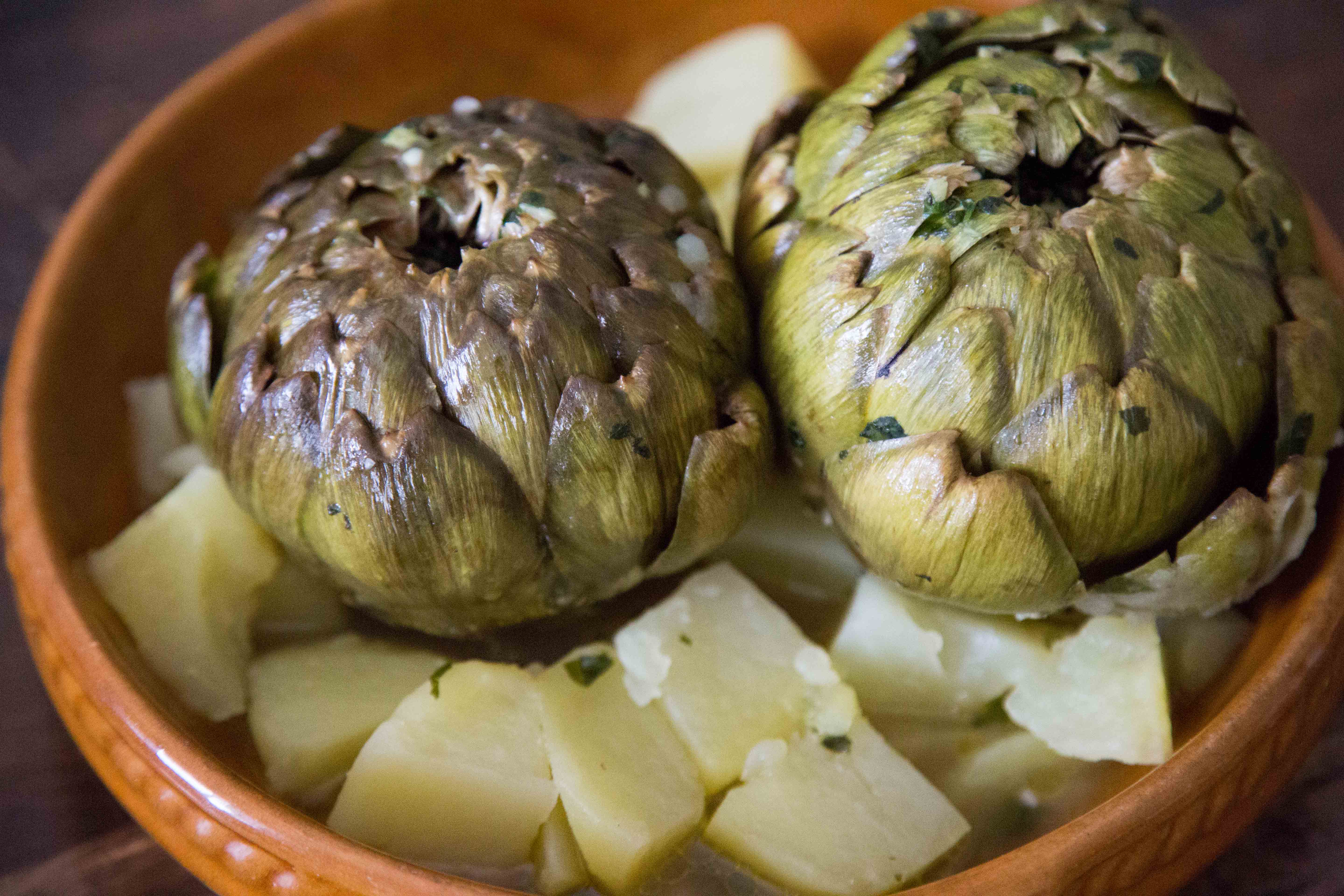 Steamed Artichokes and Potatoes with Garlic and Parsley Sarah Sharratt