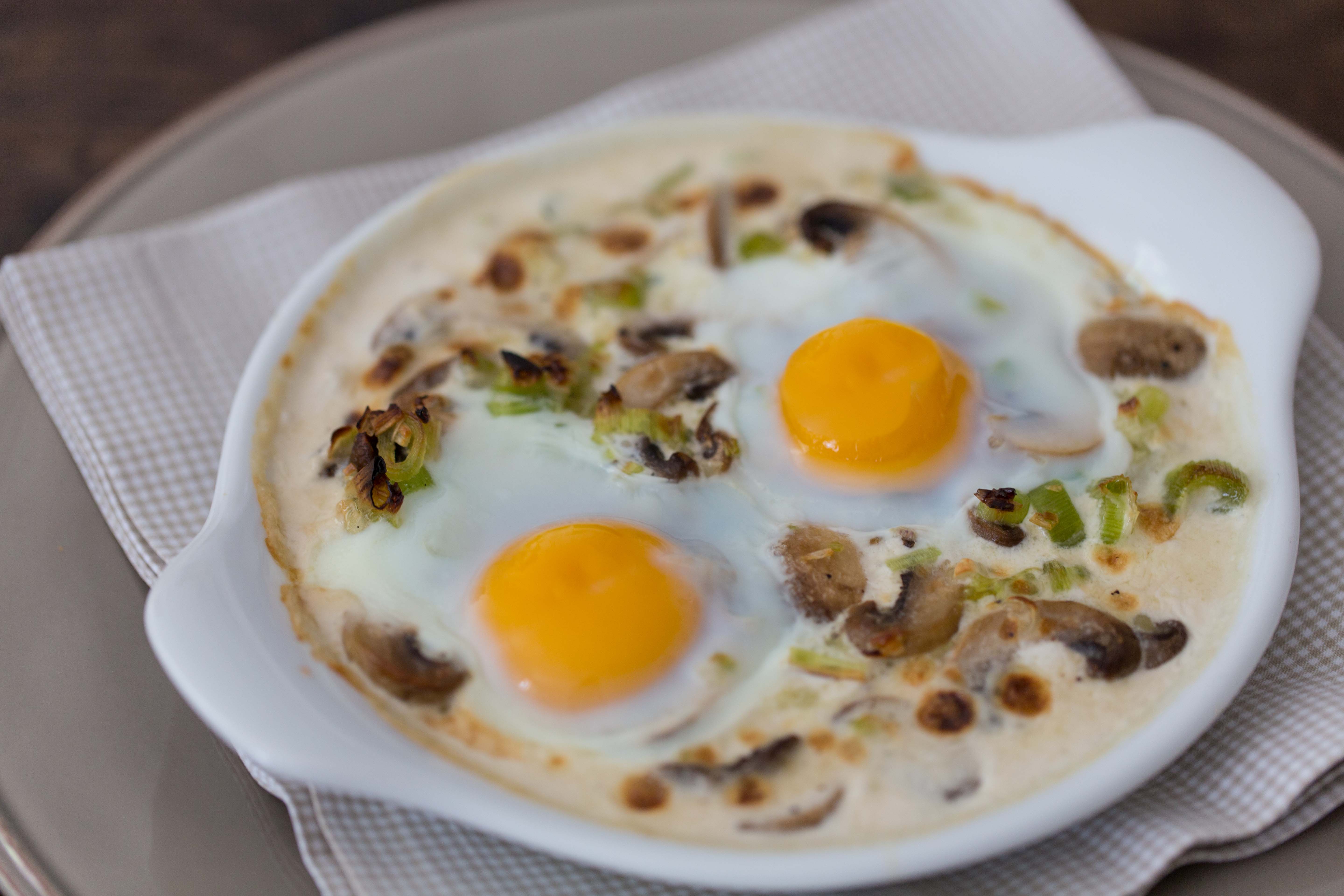Green Garlic, Mushrooms and Braised Eggs Recipe Sarah Sharratt