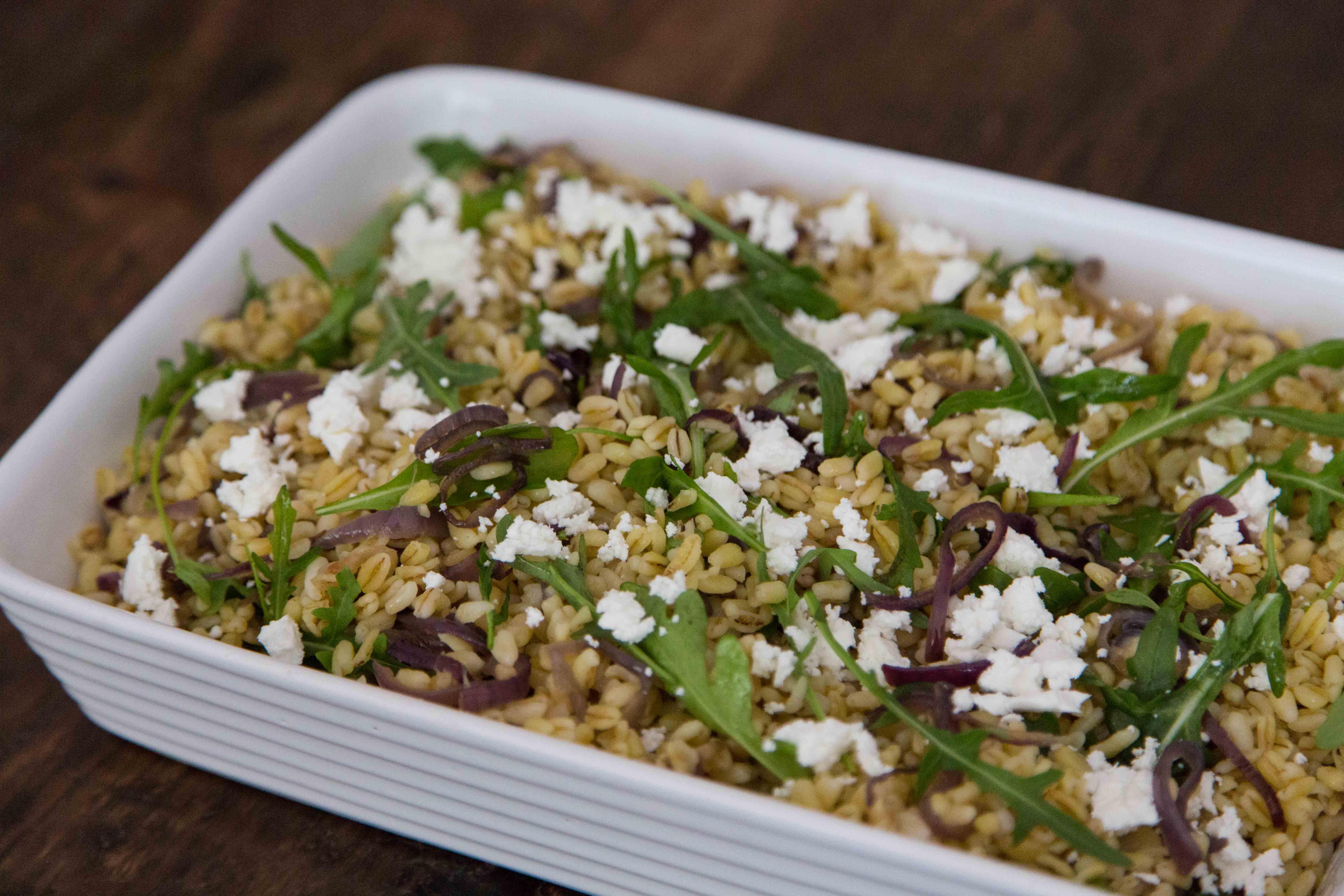 Farro, Caramelized Onions and Arugula Salad Recipe Sarah Sharratt